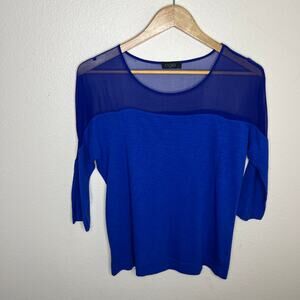 Ogle Royal Blue Mesh Block Blouse XS